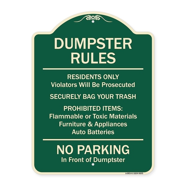 Designer Series-Residents Only Violators Prosecuted Bag Your Trash No Parking